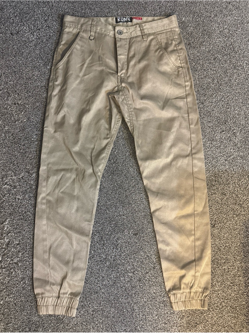 KDNK Metallic Dimpled Shiny Gold Relaxed Fit Joggers Pants Men Size 32